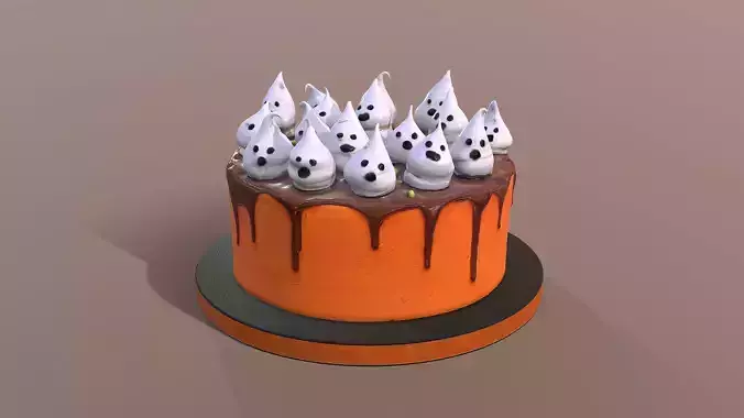 Spooky Ghosts Halloween Cake Low-poly 3D model