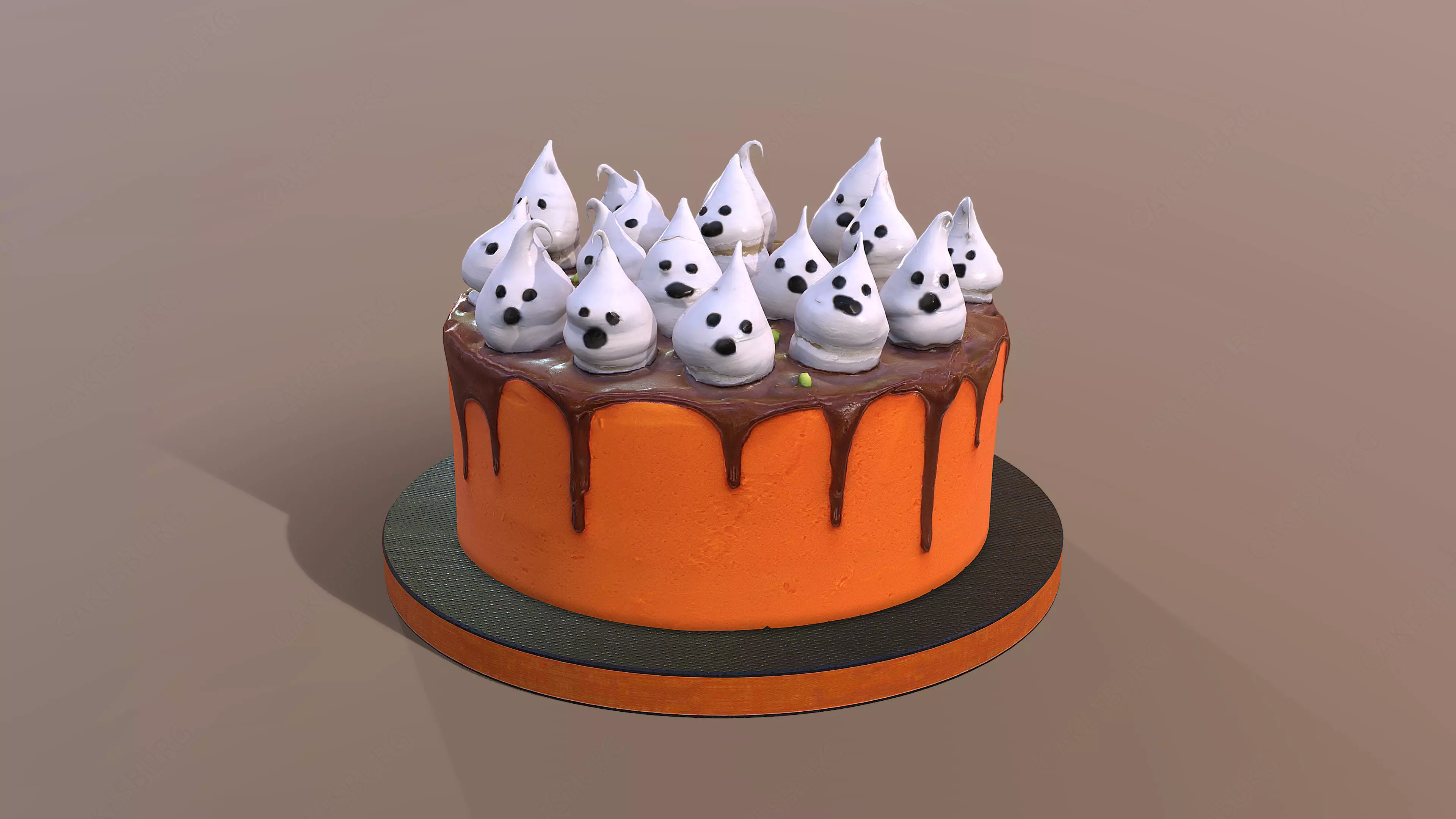 Spooky Ghosts Halloween Cake Low-poly 3D model