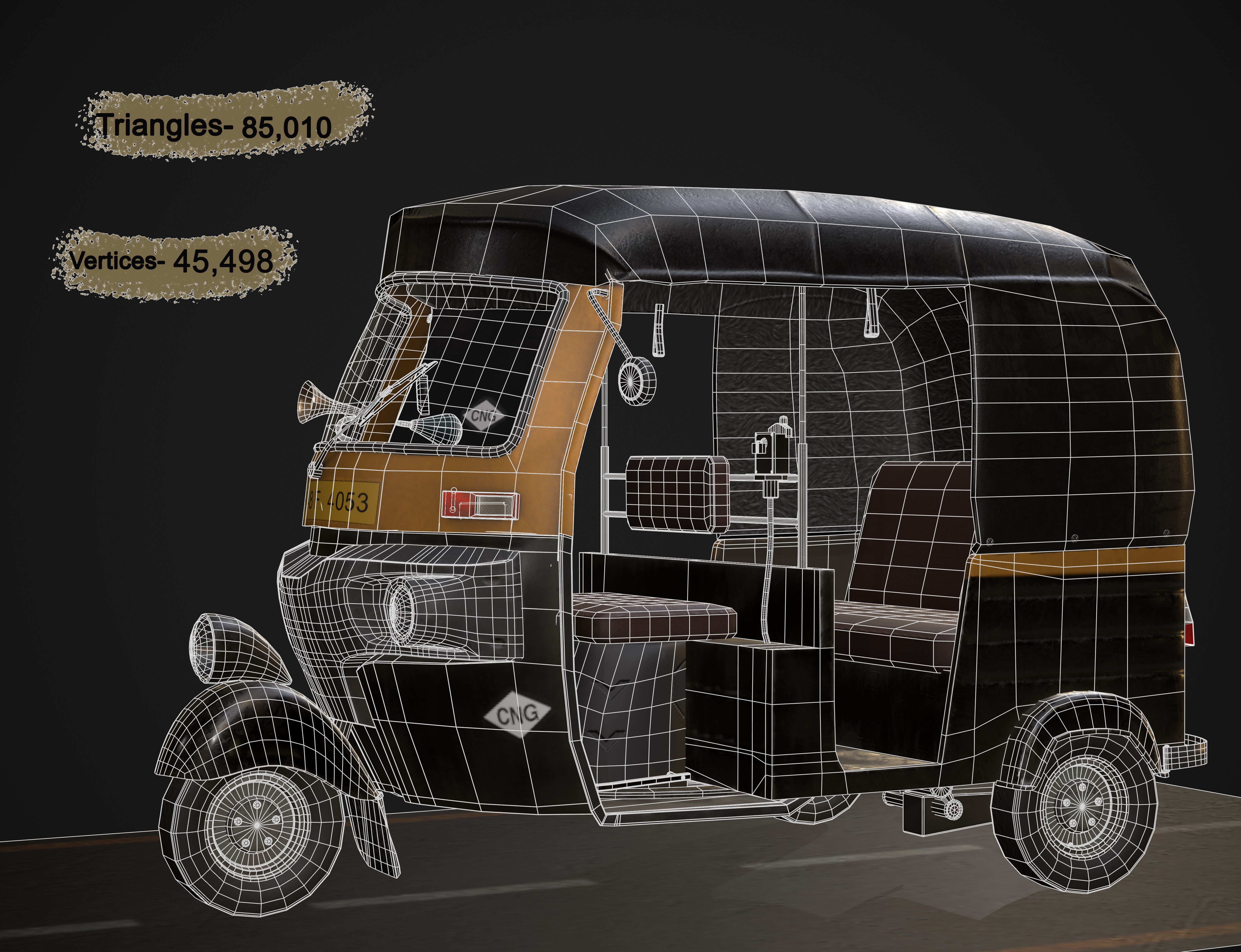 indian Tuk Tuk 3D model_8