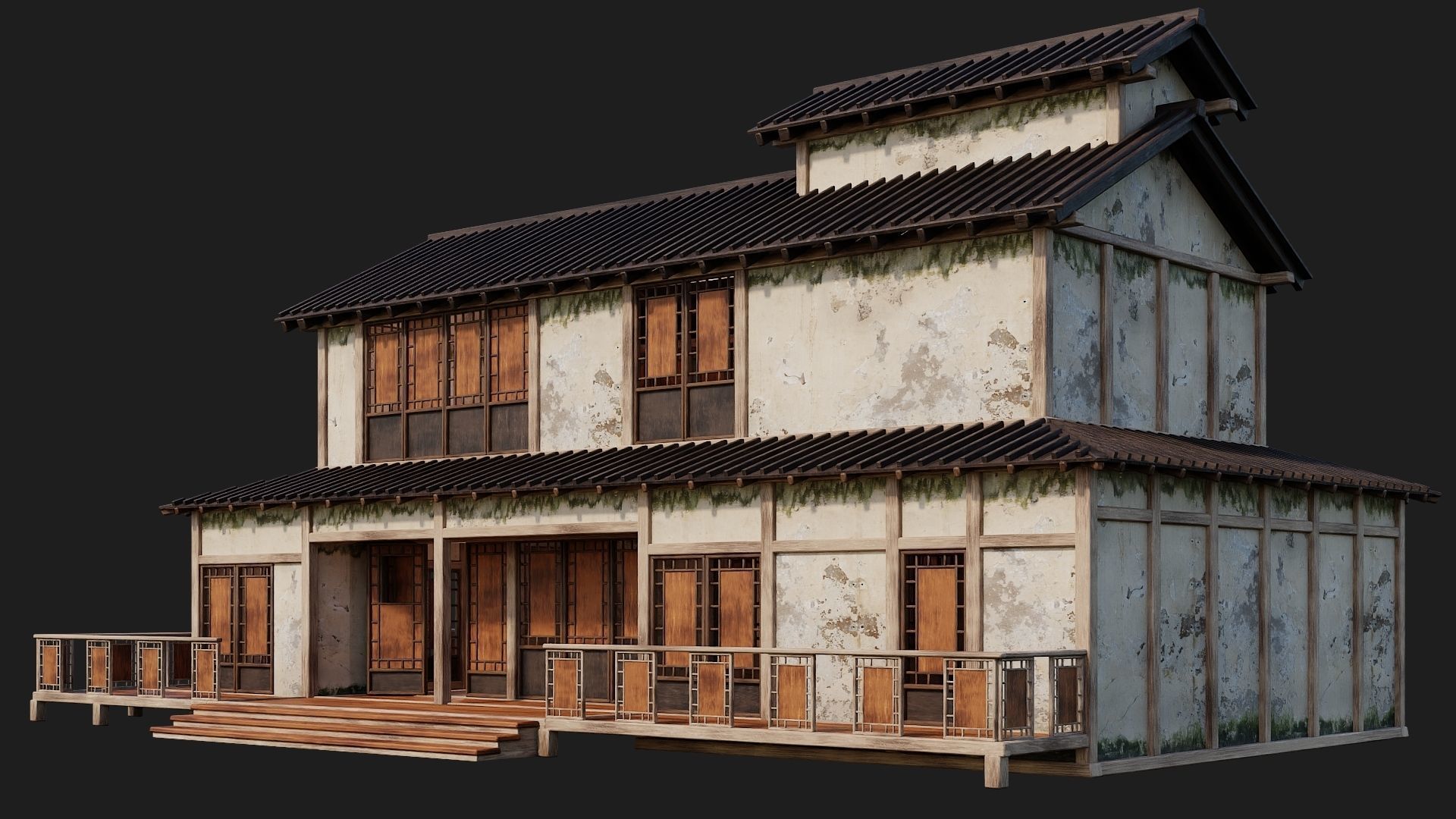 Old Japanese Building 4K Textures GameReady 170 Low-poly 3D model_7