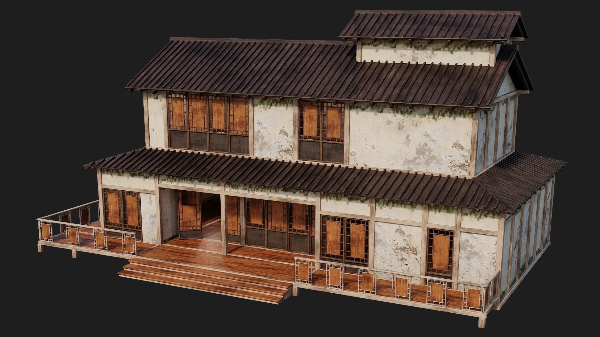Old Japanese Building 4K Textures GameReady 170 Low-poly 3D model_11