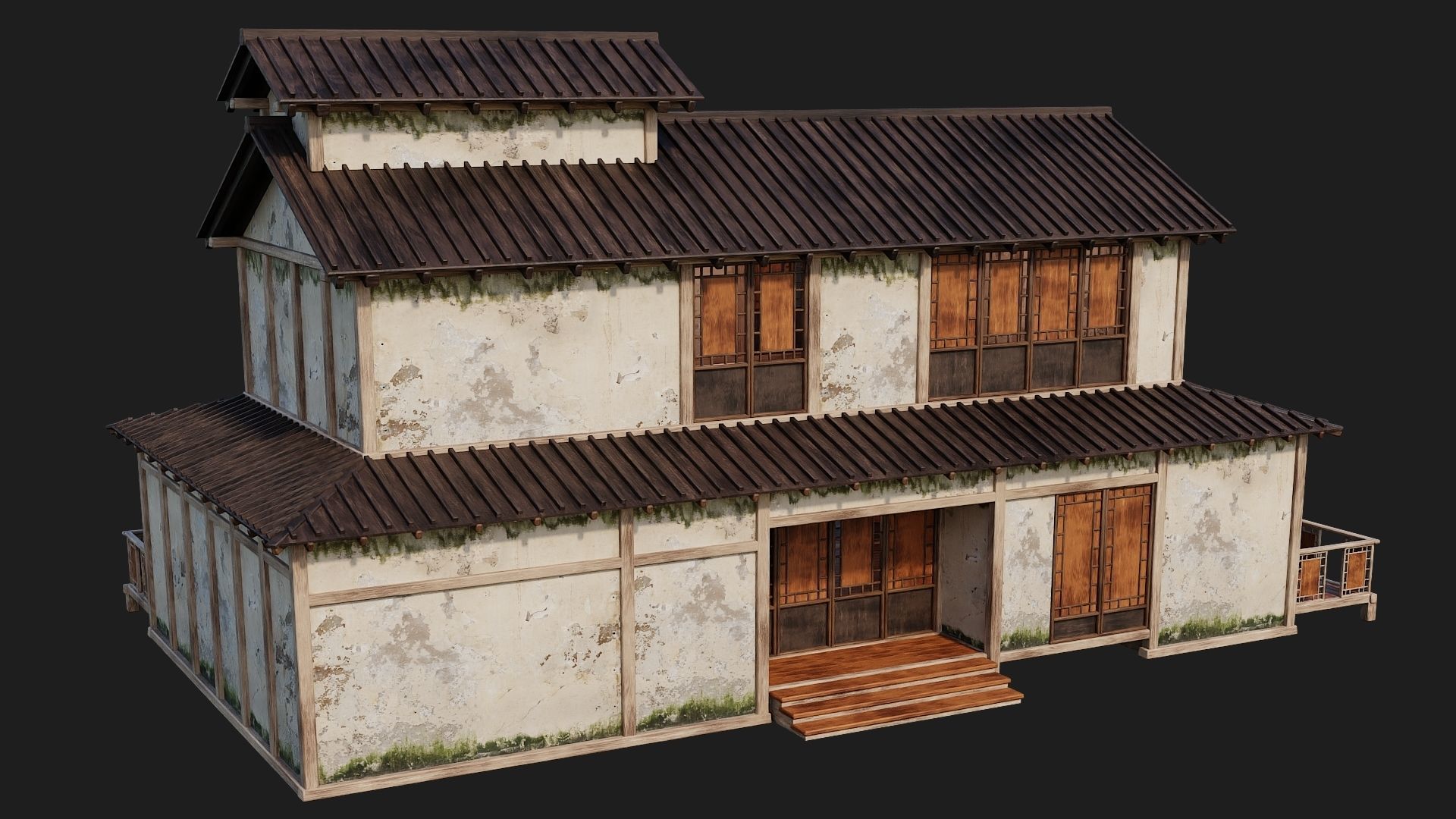 Old Japanese Building 4K Textures GameReady 170 Low-poly 3D model_12