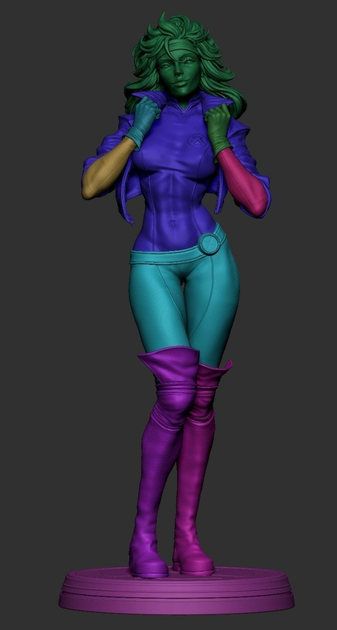 Rogue 3D Print statue of female superhero 3D print model_9