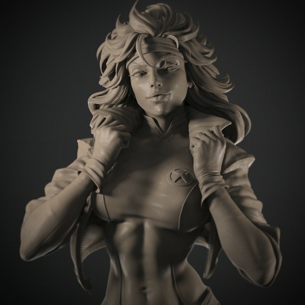 Rogue 3D Print statue of female superhero 3D print model_5