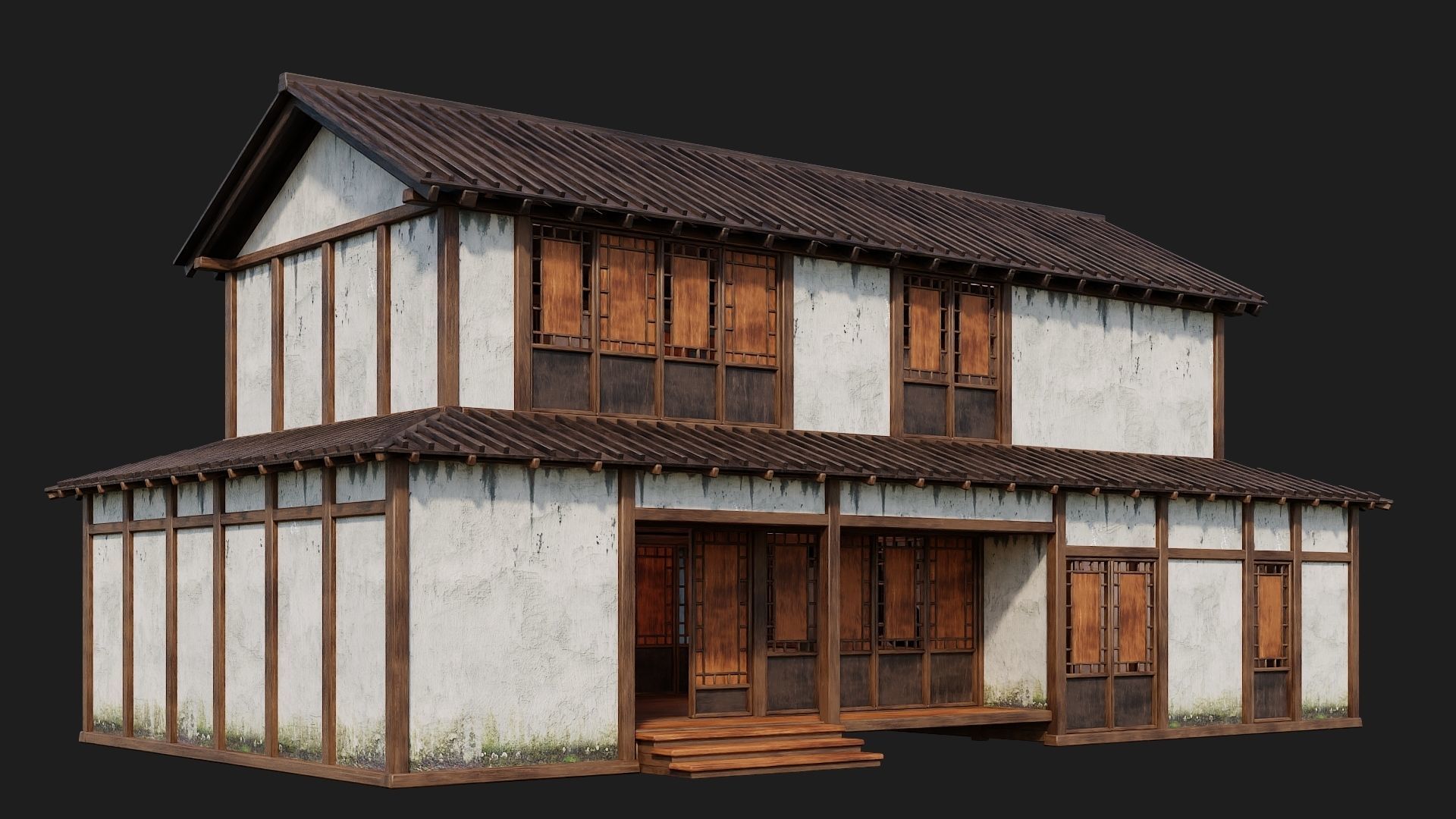 4 Old Japanese Building Packs 4K Textures GameReady 169 to 172 Low-poly 3D model_5
