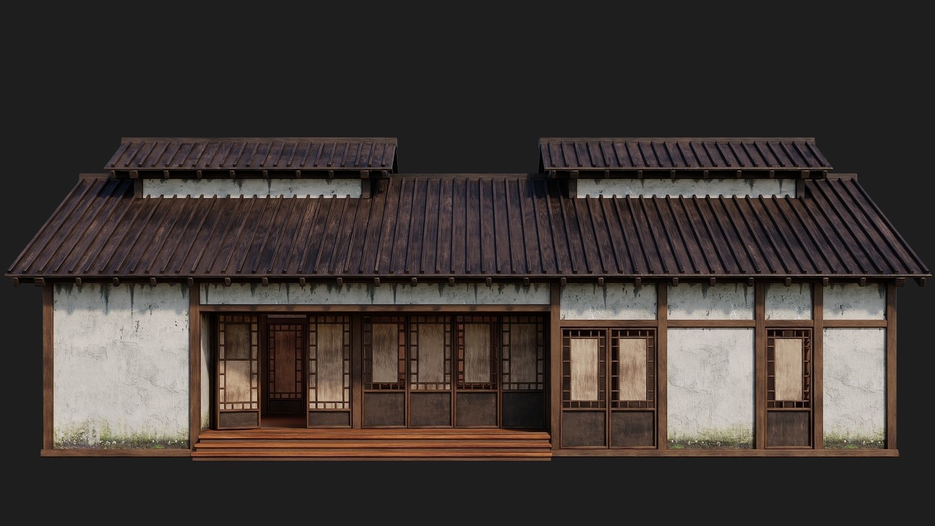 4 Old Japanese Building Packs 4K Textures GameReady 169 to 172 Low-poly 3D model_37
