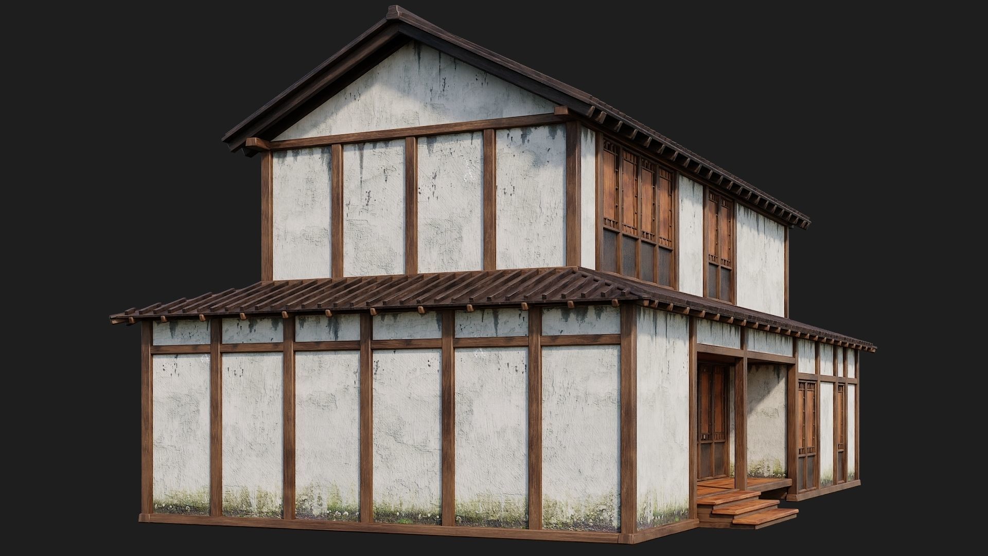 4 Old Japanese Building Packs 4K Textures GameReady 169 to 172 Low-poly 3D model_16