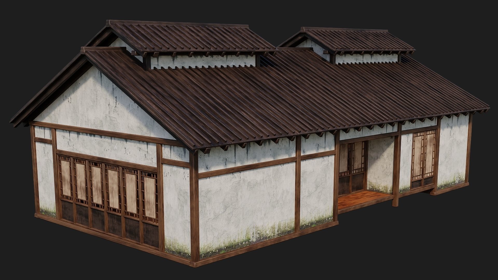 4 Old Japanese Building Packs 4K Textures GameReady 169 to 172 Low-poly 3D model_41