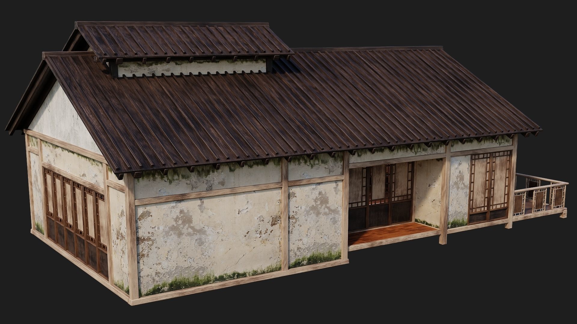 4 Old Japanese Building Packs 4K Textures GameReady 169 to 172 Low-poly 3D model_52