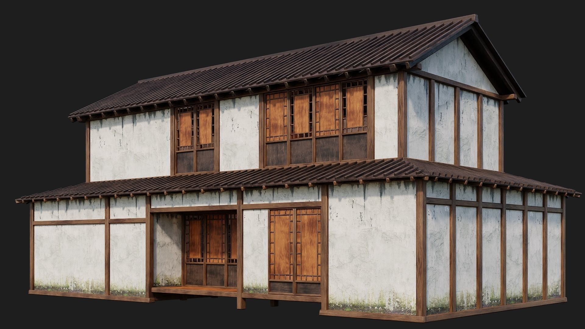 4 Old Japanese Building Packs 4K Textures GameReady 169 to 172 Low-poly 3D model_15