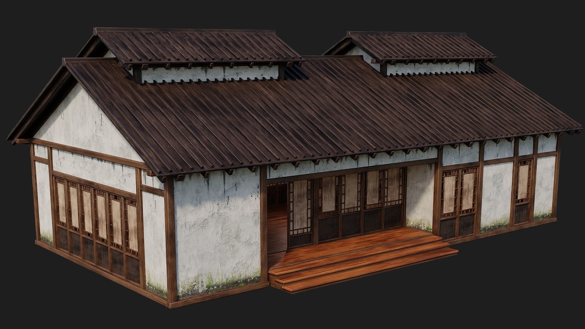 4 Old Japanese Building Packs 4K Textures GameReady 169 to 172 Low-poly 3D model_39