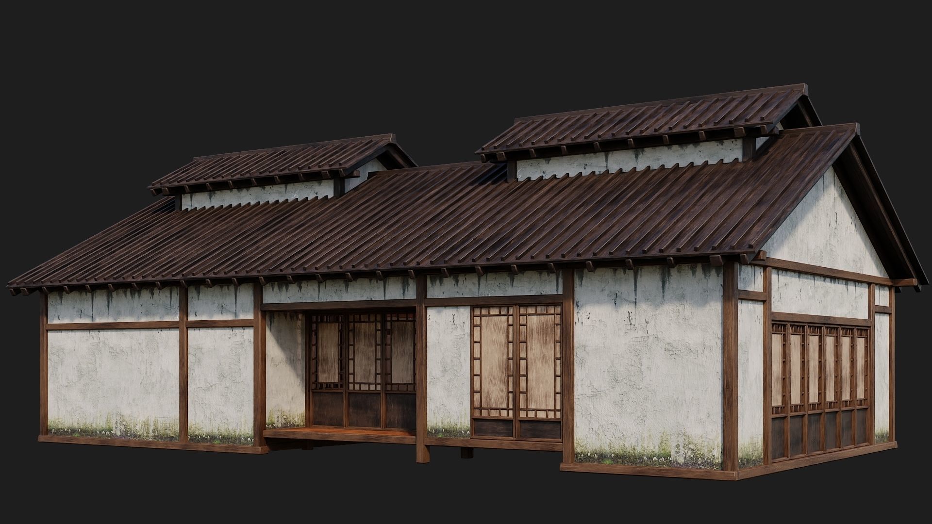 4 Old Japanese Building Packs 4K Textures GameReady 169 to 172 Low-poly 3D model_36
