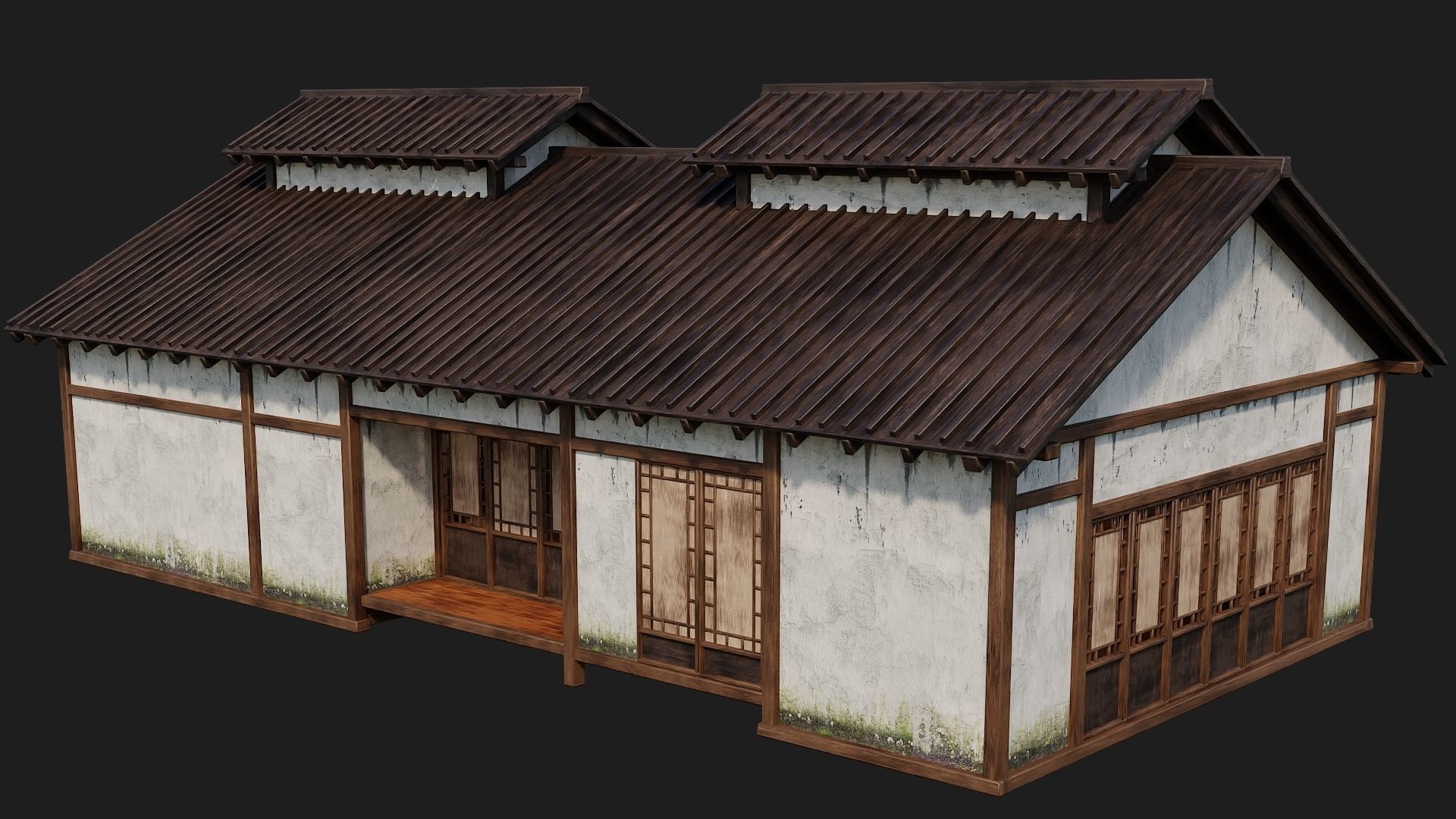 4 Old Japanese Building Packs 4K Textures GameReady 169 to 172 Low-poly 3D model_31