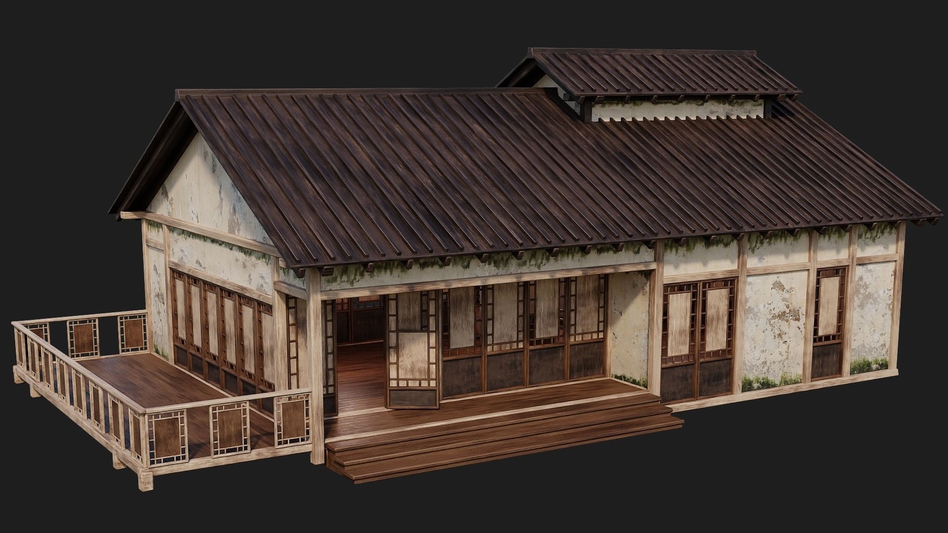 4 Old Japanese Building Packs 4K Textures GameReady 169 to 172 Low-poly 3D model_50