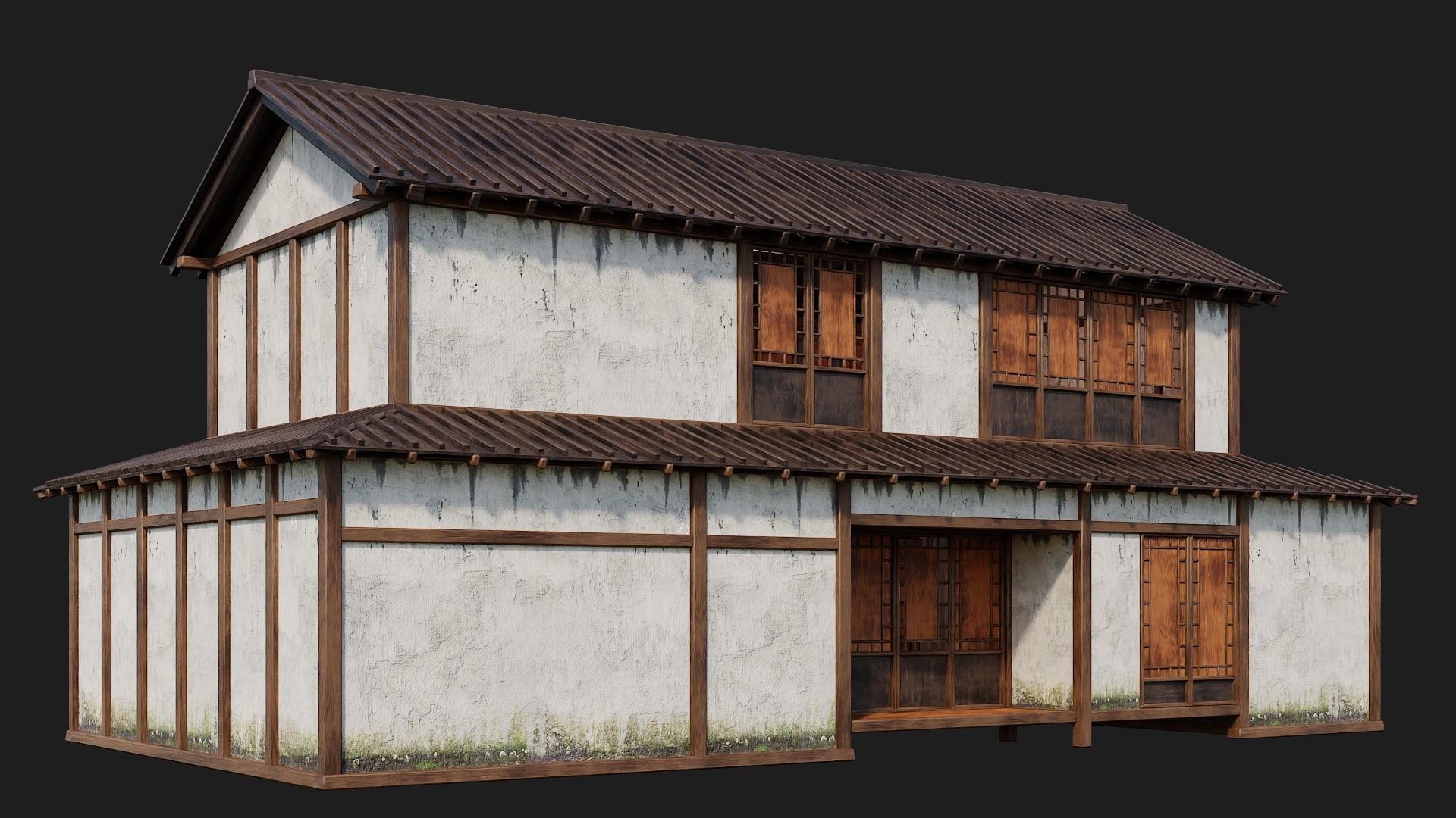 4 Old Japanese Building Packs 4K Textures GameReady 169 to 172 Low-poly 3D model_14