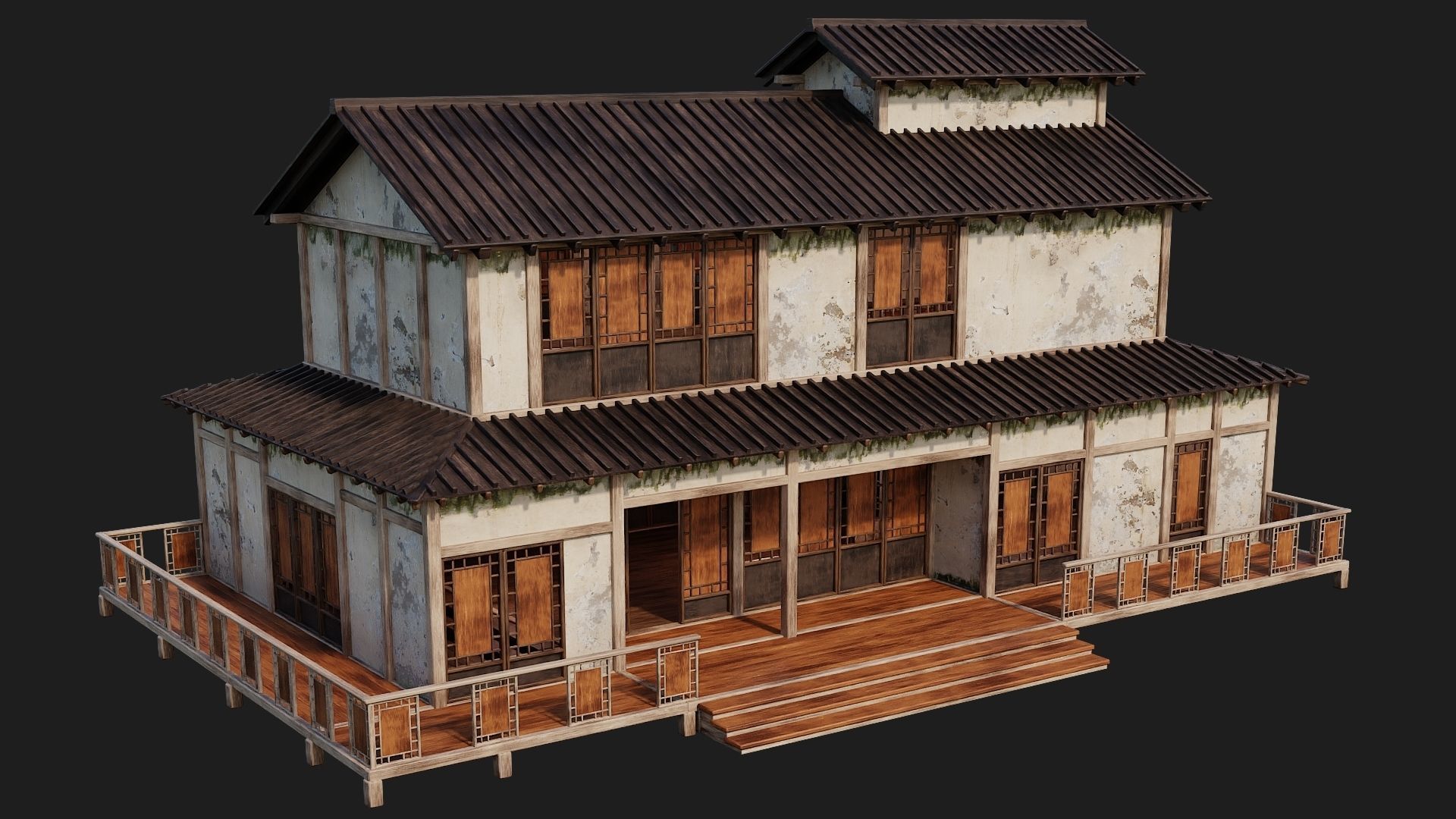 4 Old Japanese Building Packs 4K Textures GameReady 169 to 172 Low-poly 3D model_28