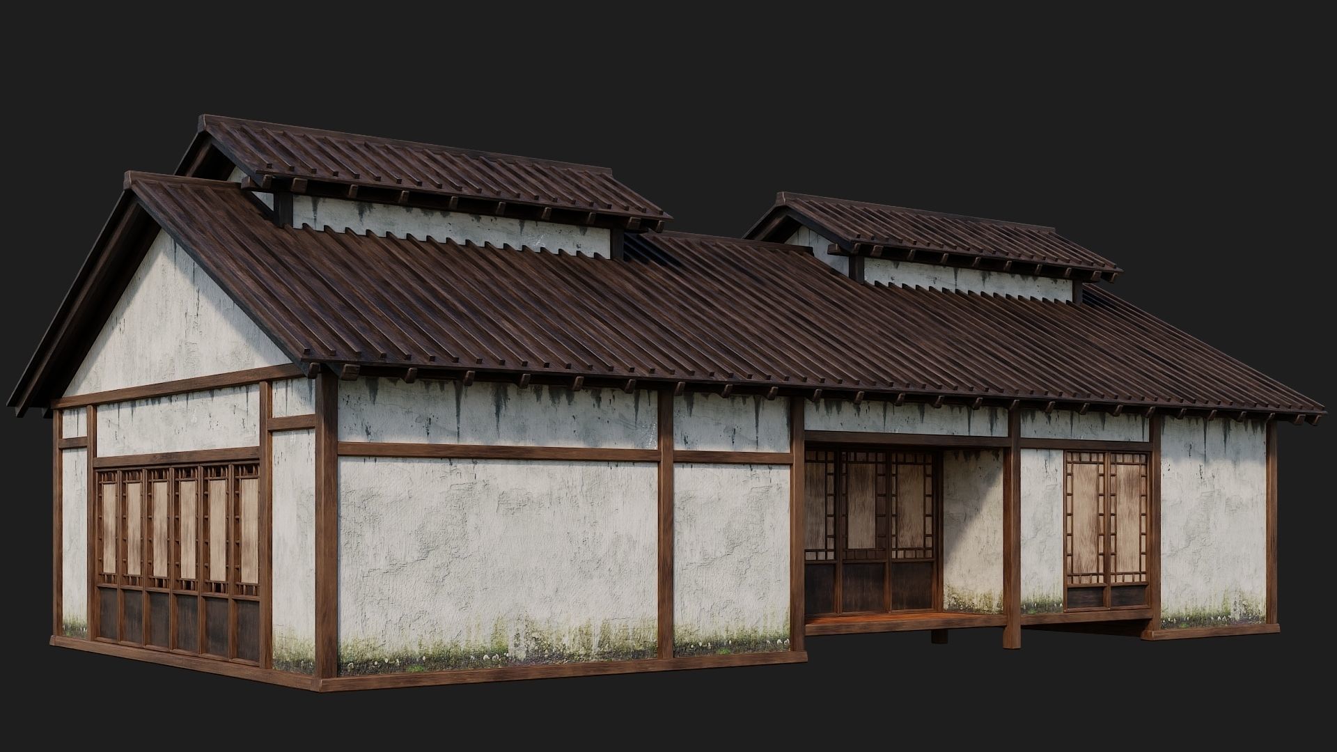 4 Old Japanese Building Packs 4K Textures GameReady 169 to 172 Low-poly 3D model_35