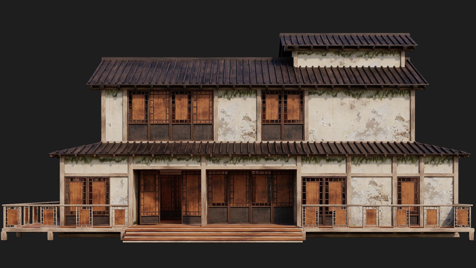 4 Old Japanese Building Packs 4K Textures GameReady 169 to 172 Low-poly 3D model_26