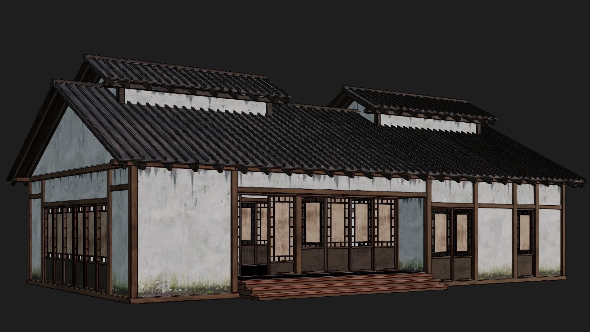 4 Old Japanese Building Packs 4K Textures GameReady 169 to 172 Low-poly 3D model_33