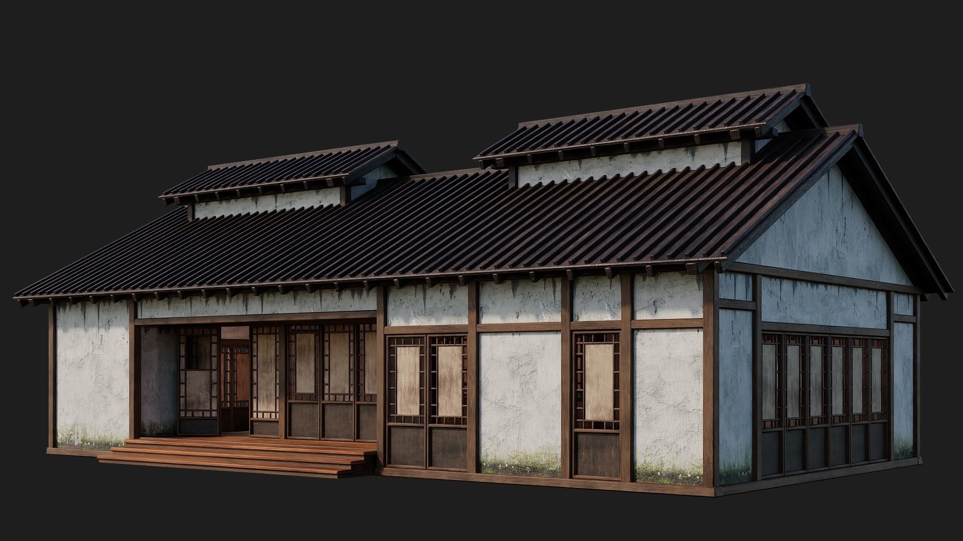4 Old Japanese Building Packs 4K Textures GameReady 169 to 172 Low-poly 3D model_34