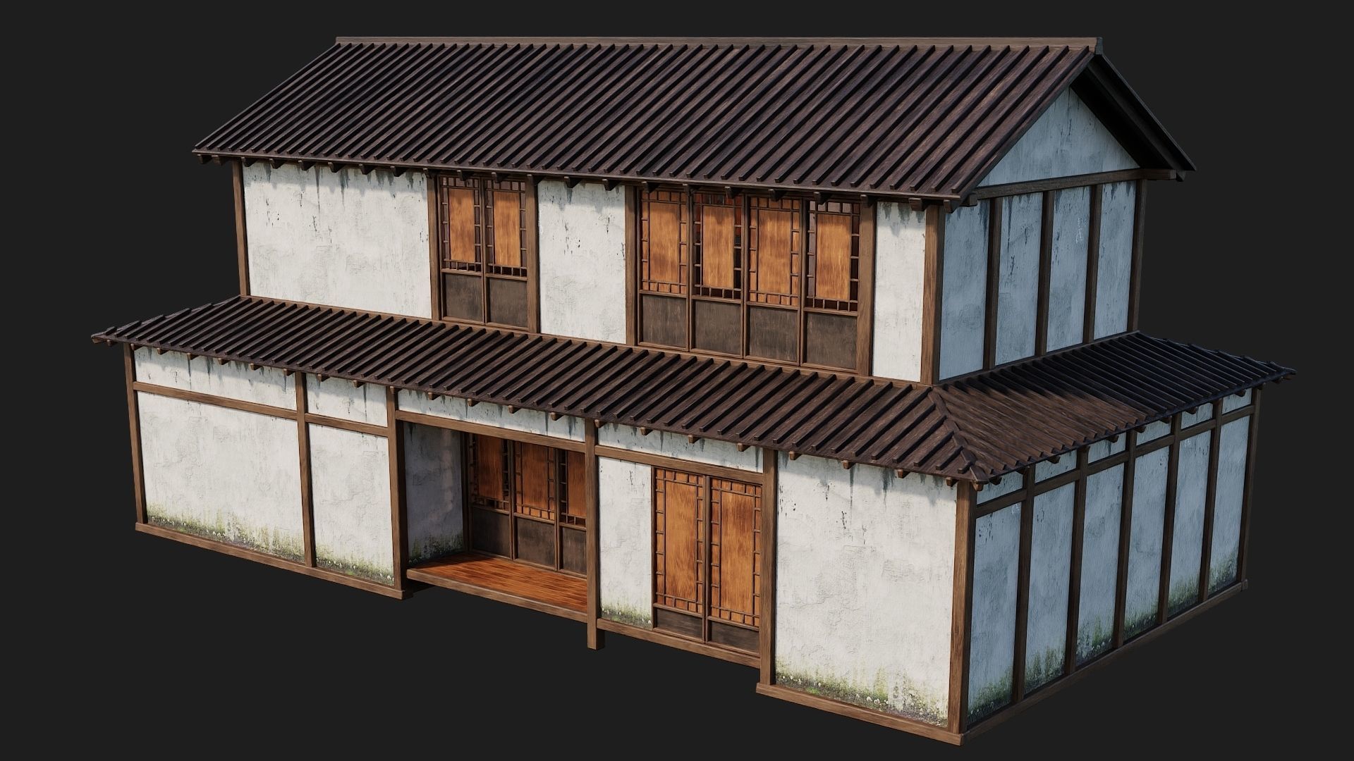 4 Old Japanese Building Packs 4K Textures GameReady 169 to 172 Low-poly 3D model_12