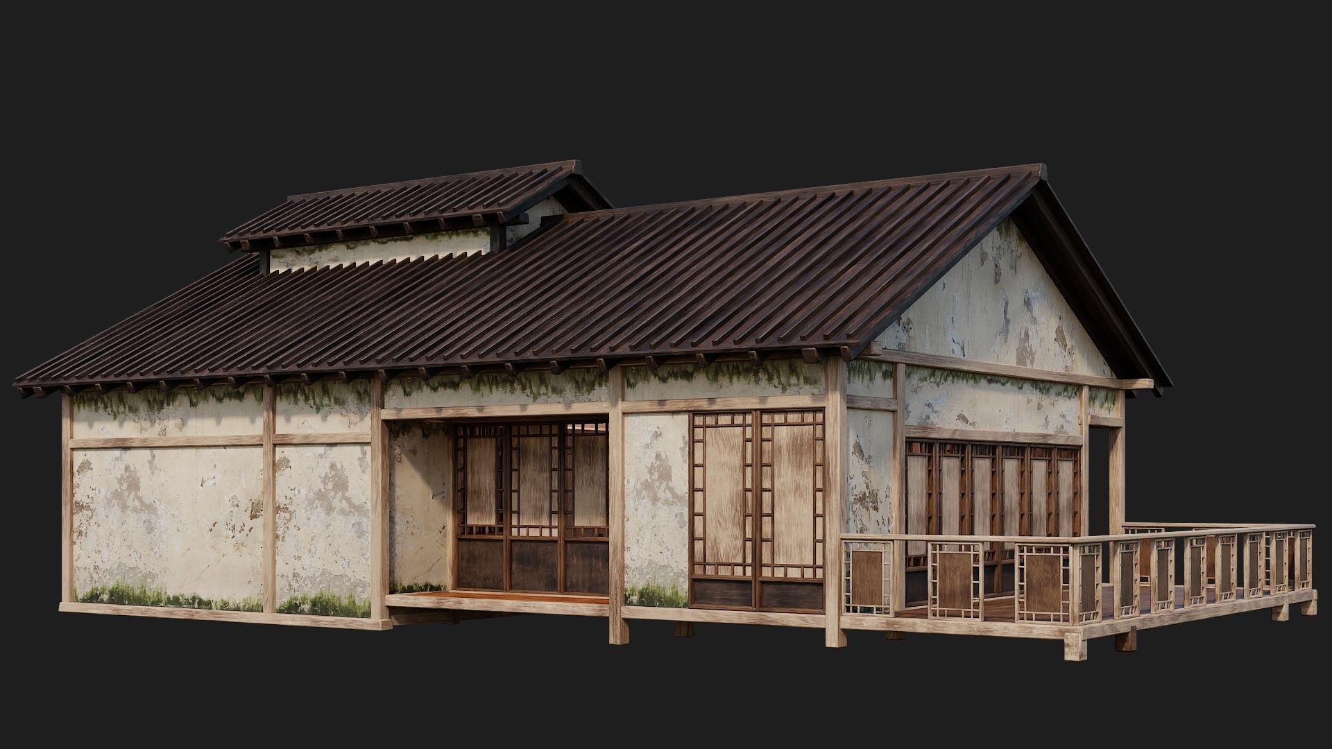 4 Old Japanese Building Packs 4K Textures GameReady 169 to 172 Low-poly 3D model_47