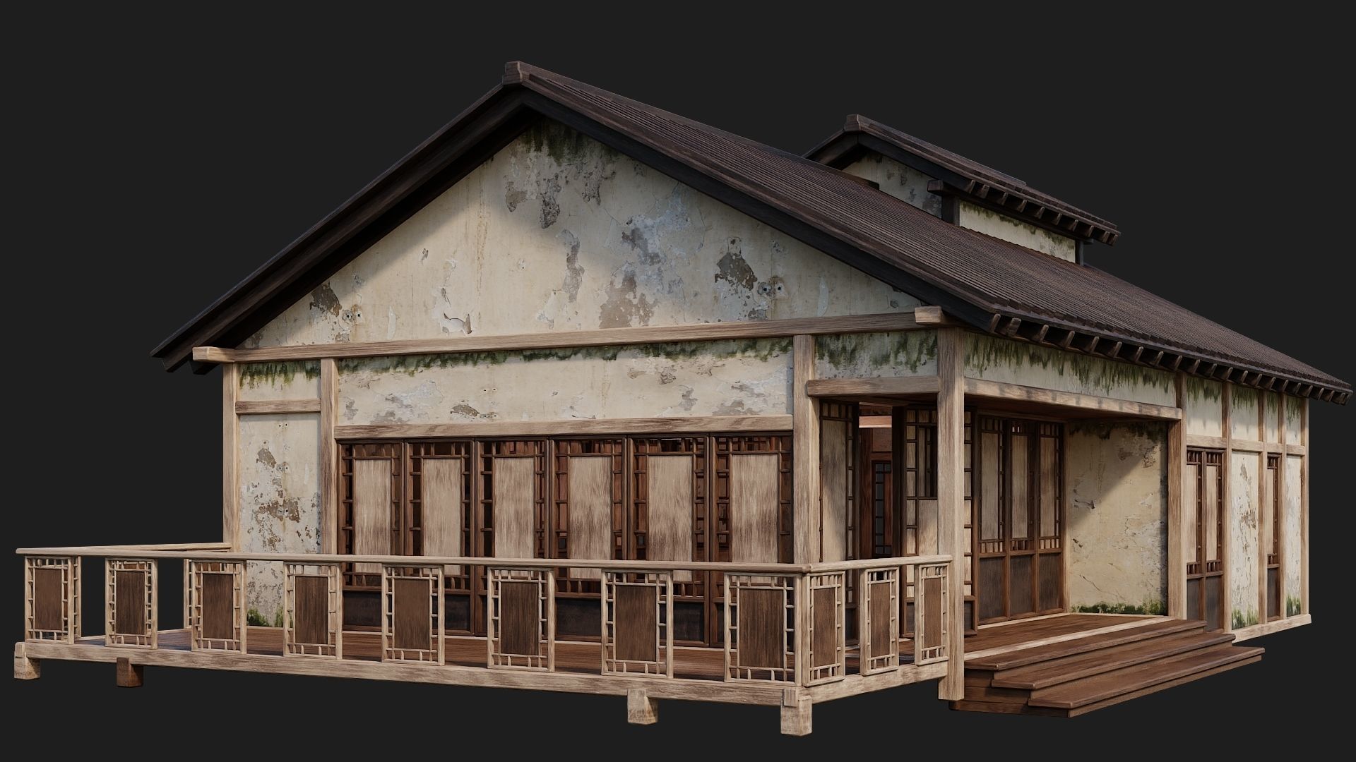 4 Old Japanese Building Packs 4K Textures GameReady 169 to 172 Low-poly 3D model_49