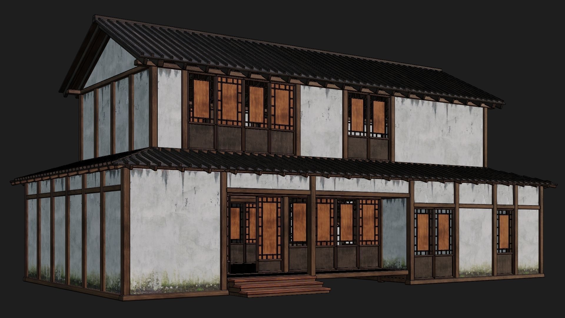 4 Old Japanese Building Packs 4K Textures GameReady 169 to 172 Low-poly 3D model_10