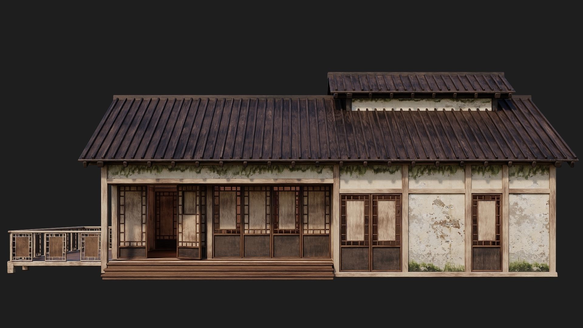 4 Old Japanese Building Packs 4K Textures GameReady 169 to 172 Low-poly 3D model_48