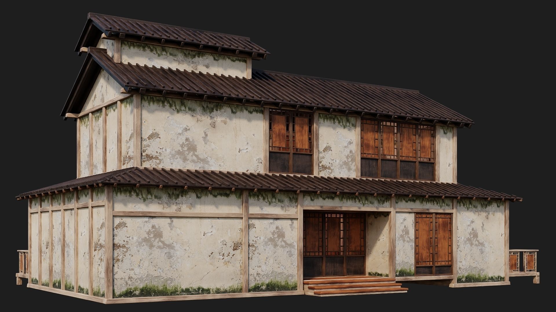 4 Old Japanese Building Packs 4K Textures GameReady 169 to 172 Low-poly 3D model_24