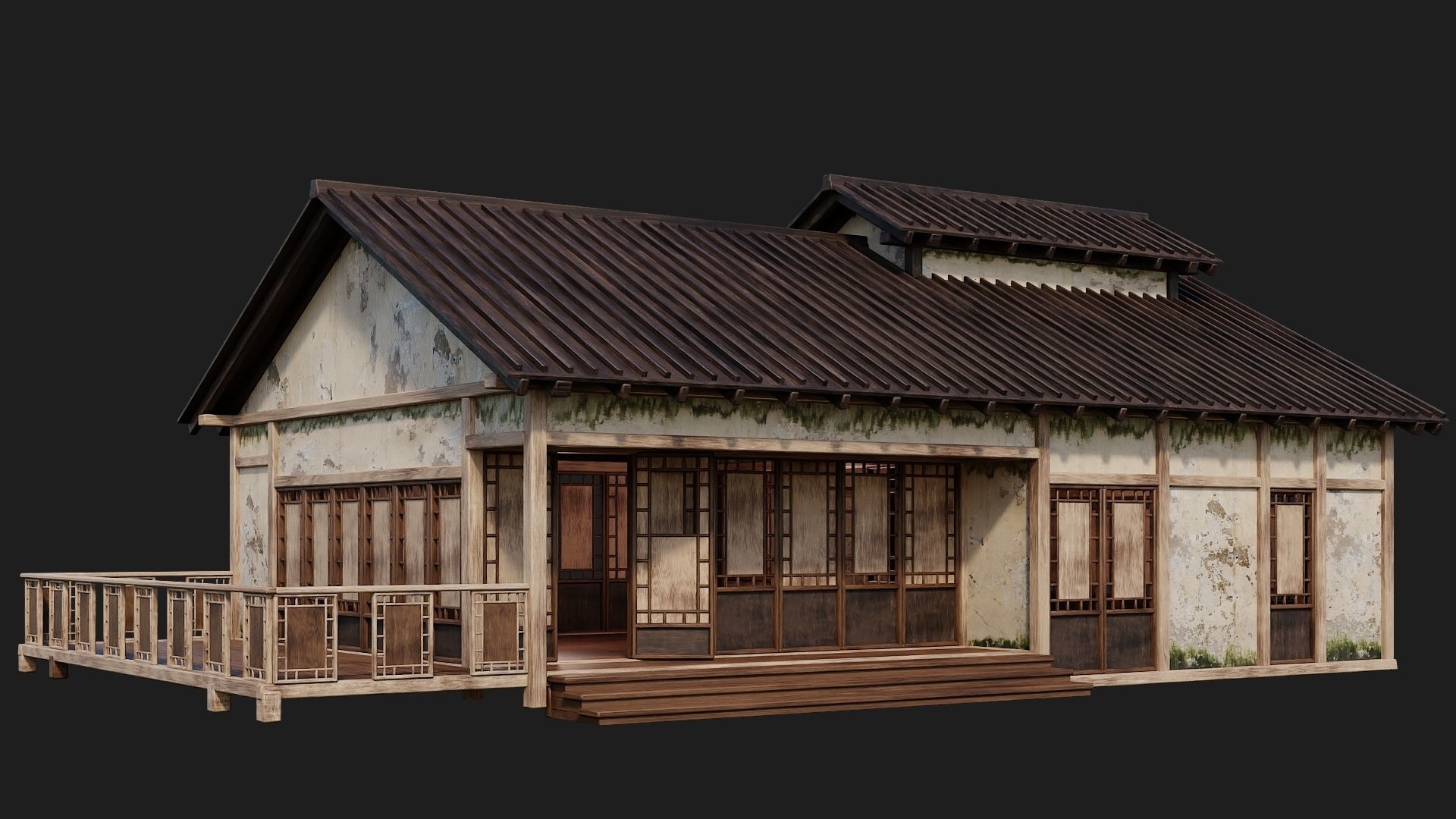 4 Old Japanese Building Packs 4K Textures GameReady 169 to 172 Low-poly 3D model_8