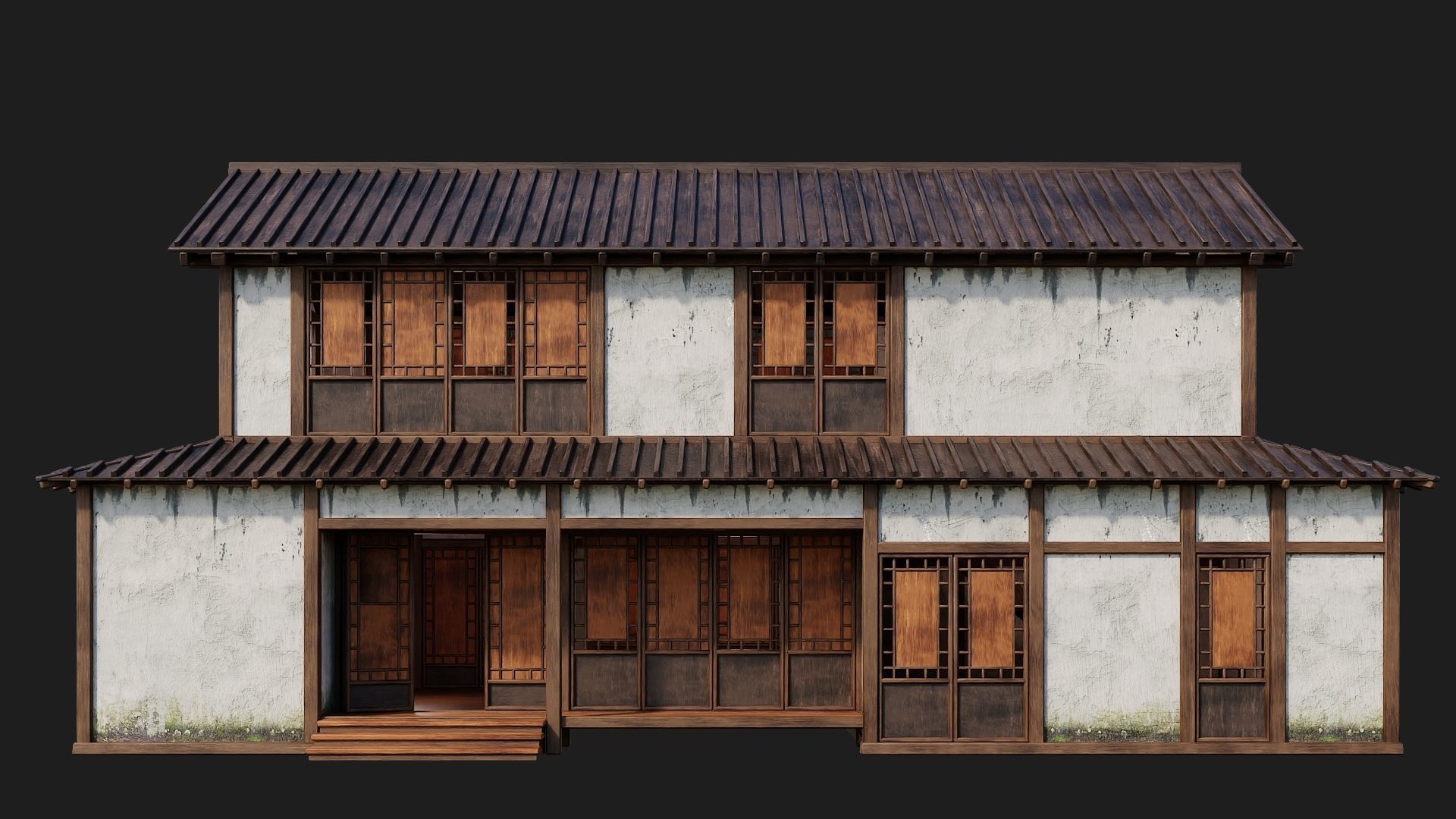 4 Old Japanese Building Packs 4K Textures GameReady 169 to 172 Low-poly 3D model_11