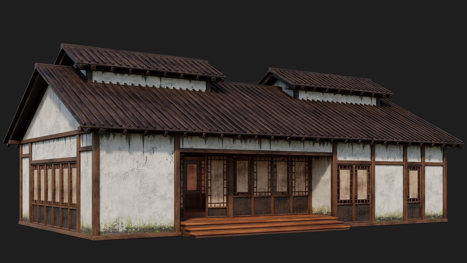 4 Old Japanese Building Packs 4K Textures GameReady 169 to 172 Low-poly 3D model_7