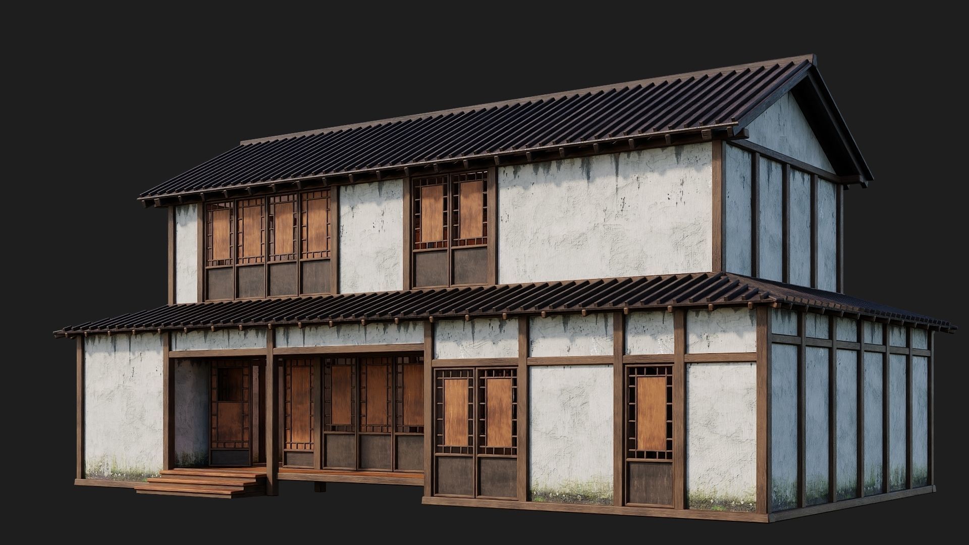 4 Old Japanese Building Packs 4K Textures GameReady 169 to 172 Low-poly 3D model_13