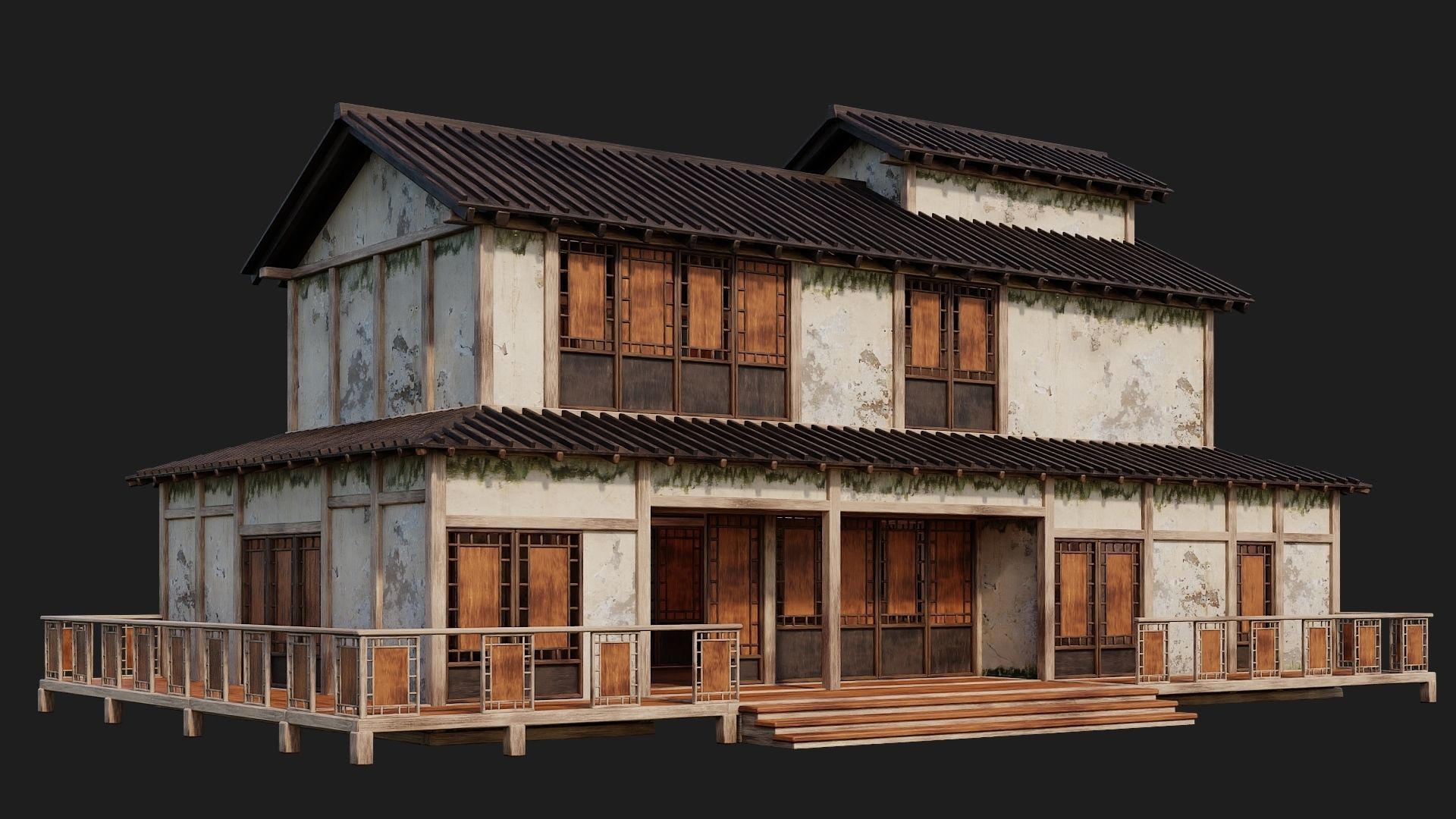 4 Old Japanese Building Packs 4K Textures GameReady 169 to 172 Low-poly 3D model_6