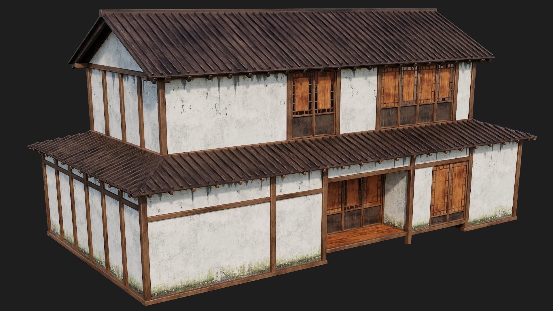 4 Old Japanese Building Packs 4K Textures GameReady 169 to 172 Low-poly 3D model_19