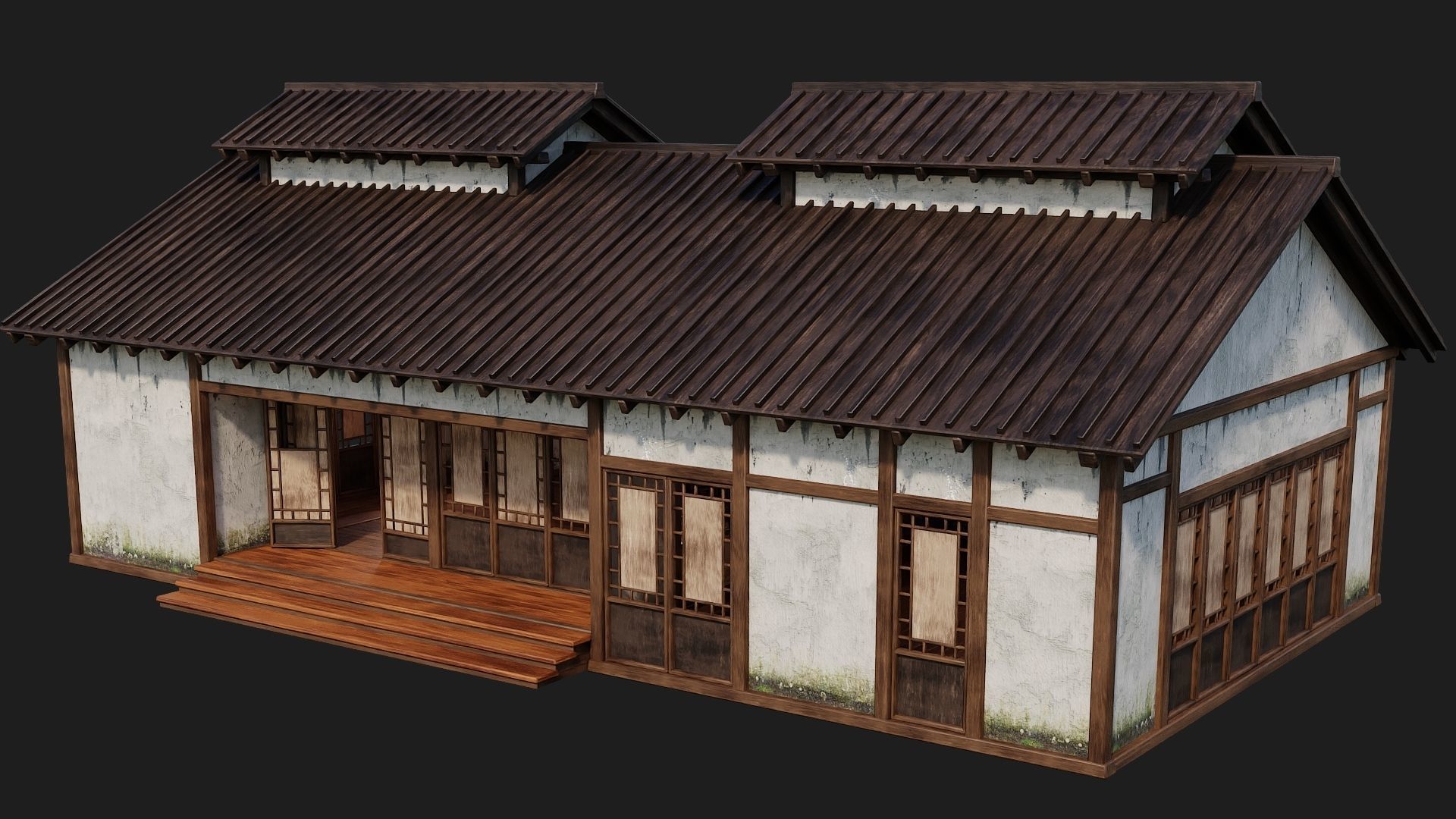 4 Old Japanese Building Packs 4K Textures GameReady 169 to 172 Low-poly 3D model_40