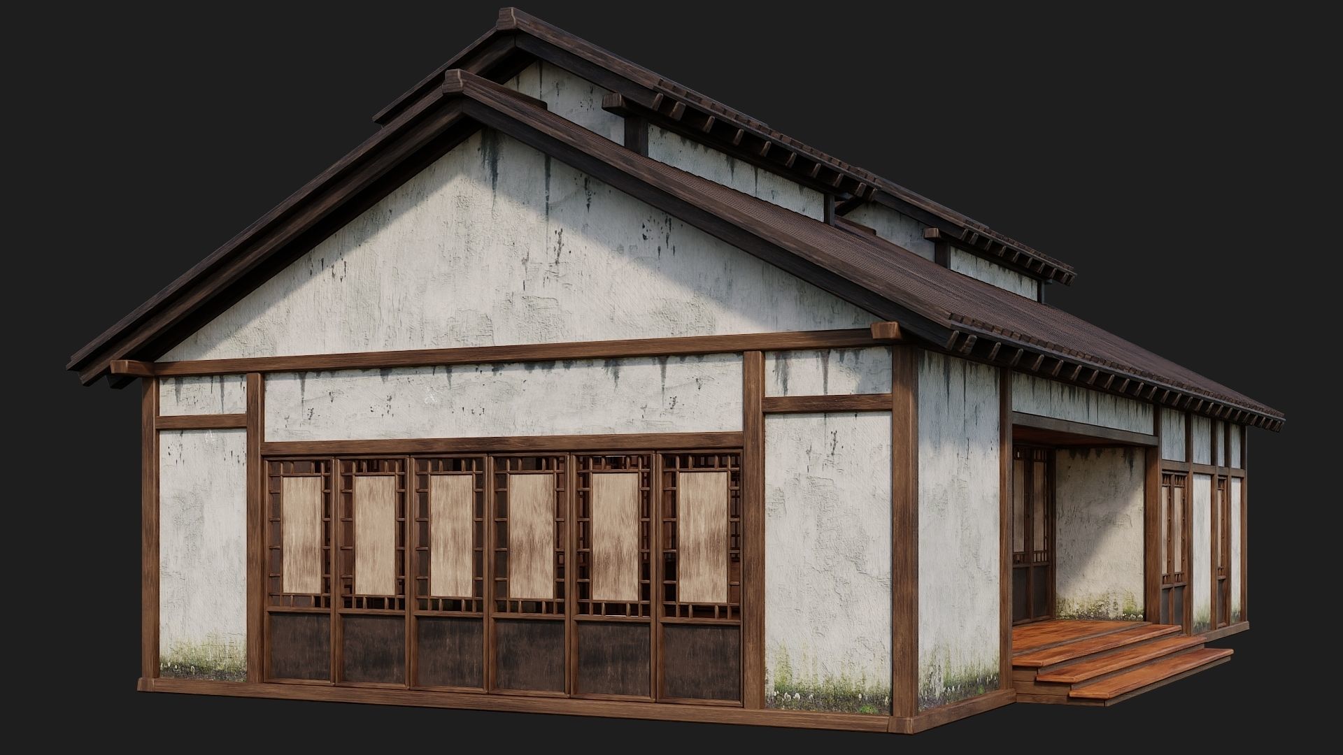 4 Old Japanese Building Packs 4K Textures GameReady 169 to 172 Low-poly 3D model_38
