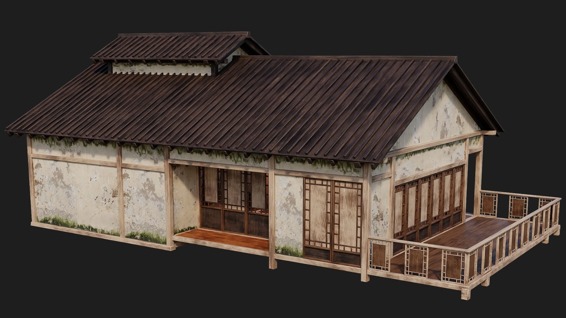 4 Old Japanese Building Packs 4K Textures GameReady 169 to 172 Low-poly 3D model_42