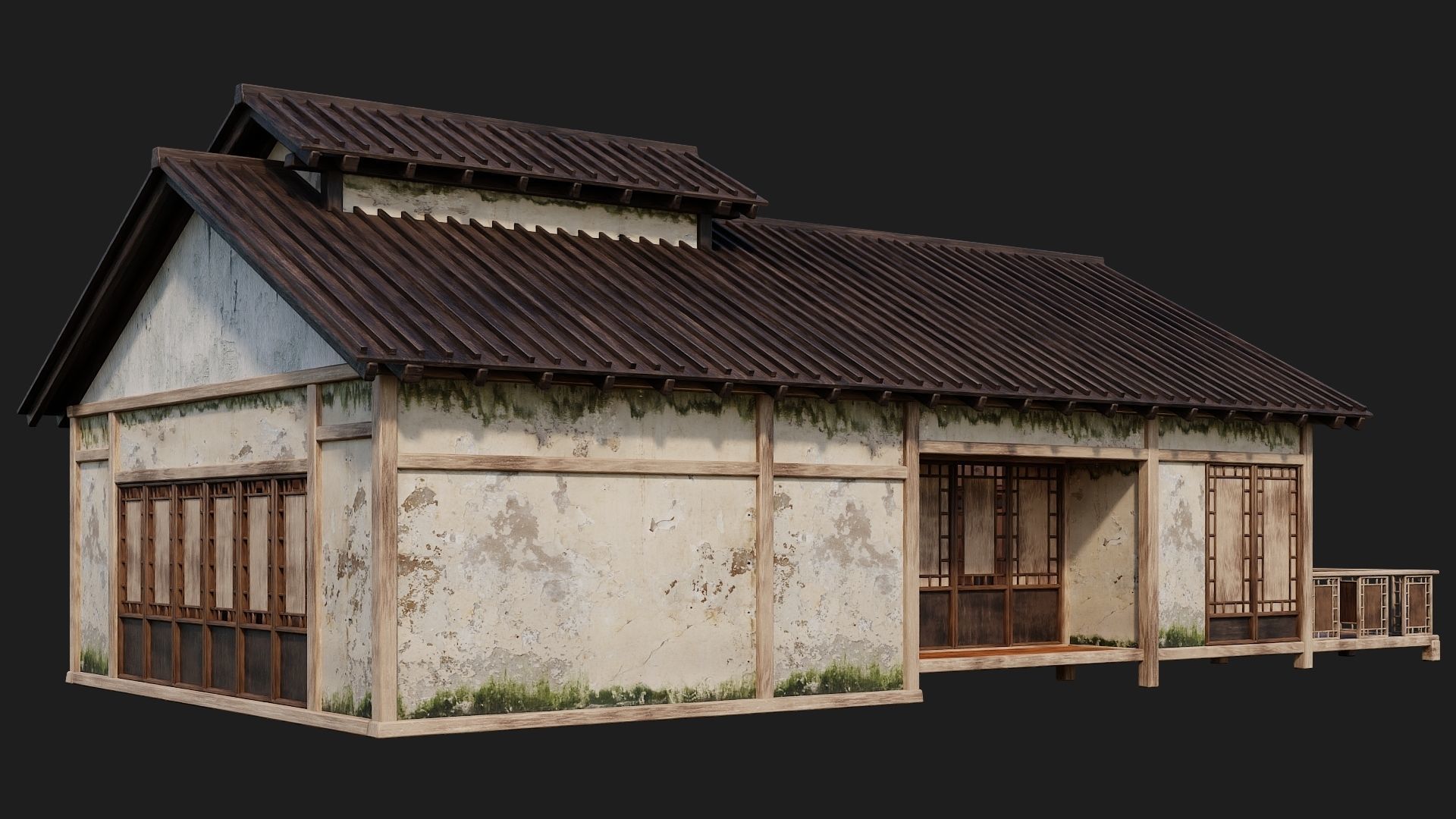 4 Old Japanese Building Packs 4K Textures GameReady 169 to 172 Low-poly 3D model_46
