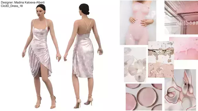 Clo3D printed flower dress