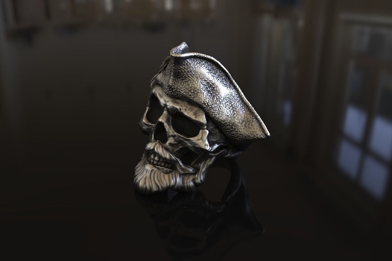 Pirate Skull Ring Stl 3D Model For Silver and Gold Casting  3D print model_2