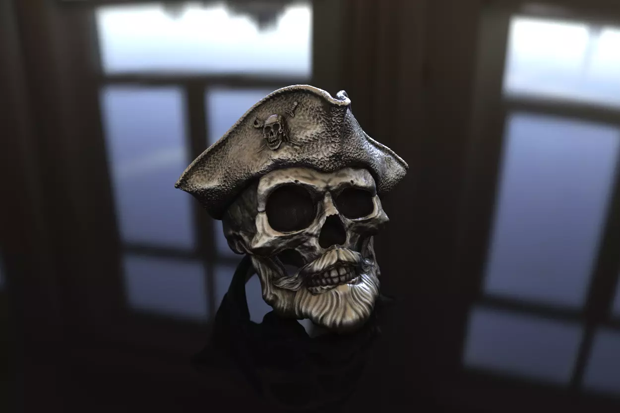 Pirate Skull Ring Stl 3D Model For Silver and Gold Casting  3D print model_0