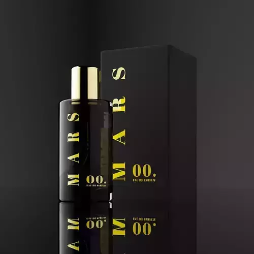 Low-poly Black Cylinder Perfume Bottle with Box