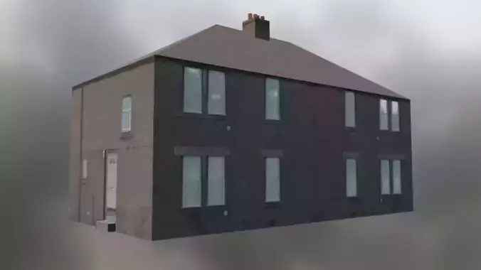 Semi-Detached Scottish Generic House 003 Low-poly 3D model