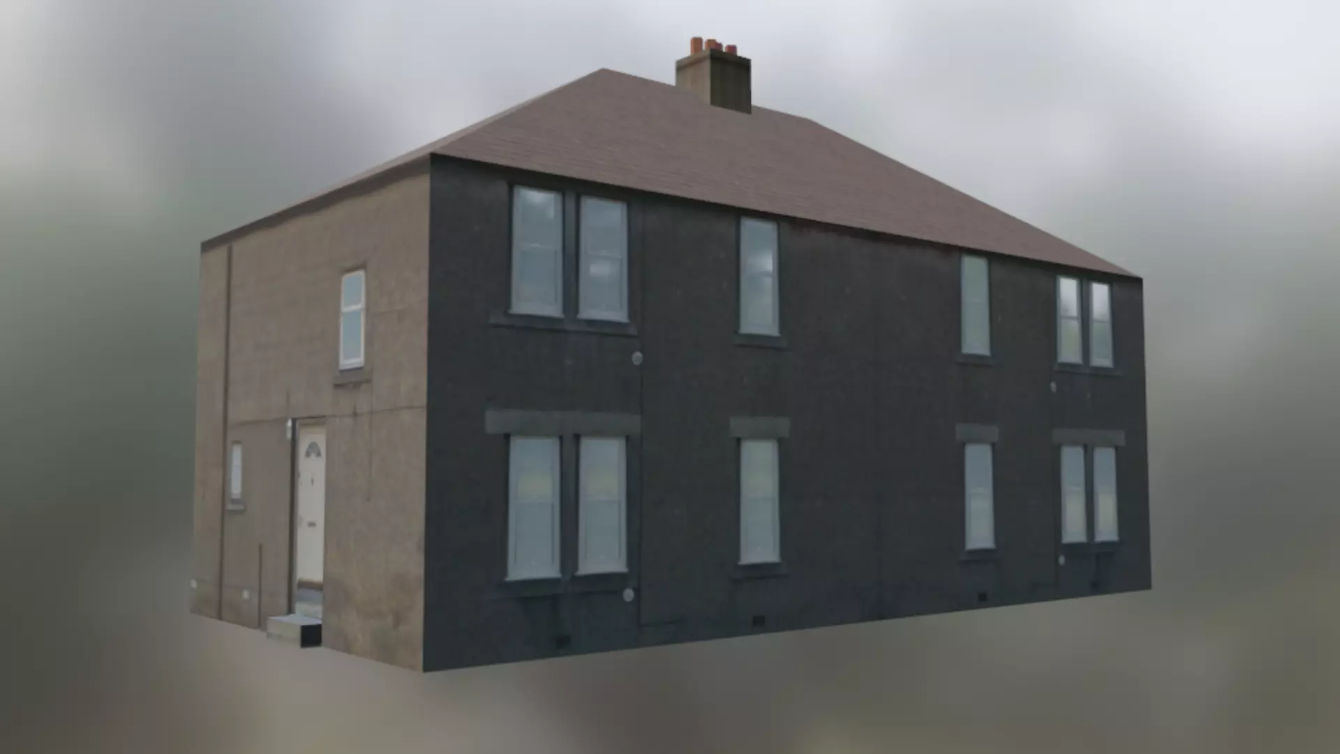 Semi-Detached Scottish Generic House 003 Low-poly 3D model_0