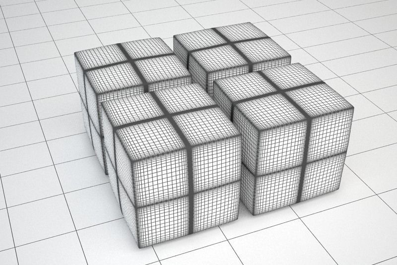 Leather Cube Stool 3D model_1