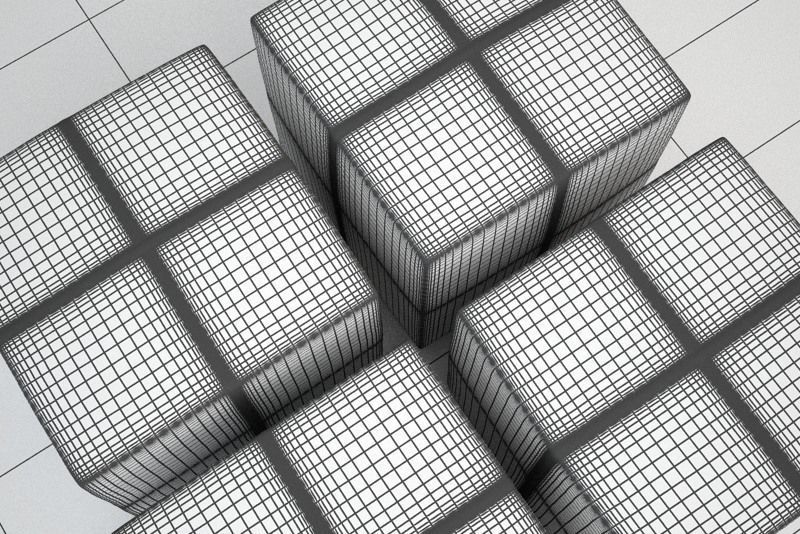 Leather Cube Stool 3D model_5