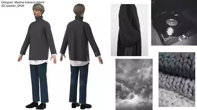 CLO3D Jeans full outfit - Shirt Sweater Jeans