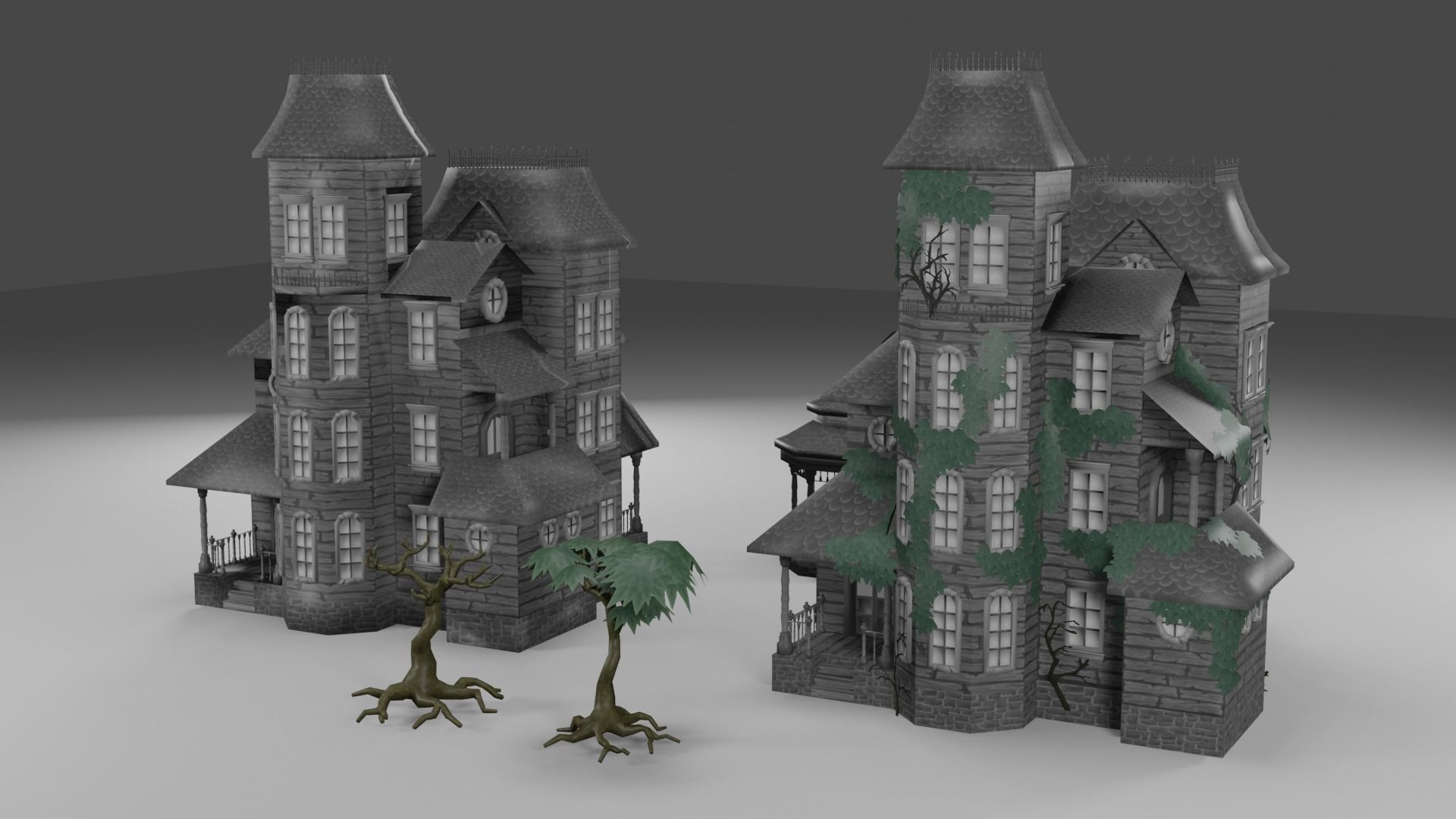 Old Manor Low-poly 3D model_2